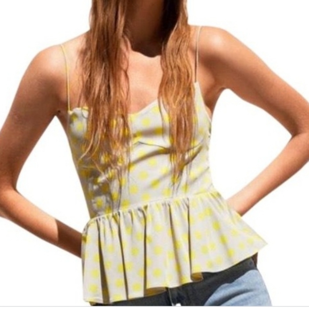 ZARA Polka Dot Peplum Camisole